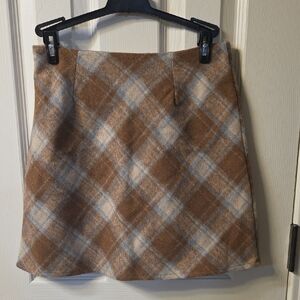 Chic Brown and Cream Plaid Mini Skirt